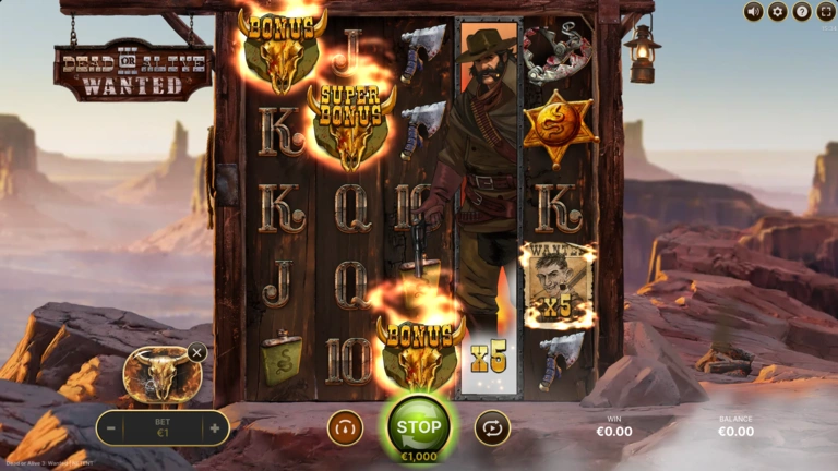 Dead or Alive 3 Wanted geliştirilmiş Wild’larla Super Free Spins bonus modu